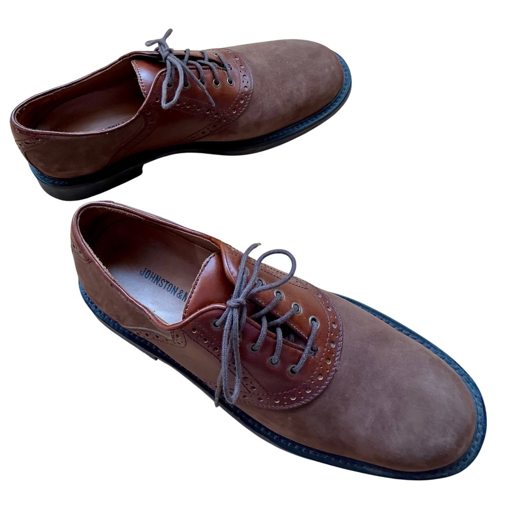 Johnston & Murphy‎ Mens Saddle Classic Brown Suede Leather Oxford Lace Up Sz9M